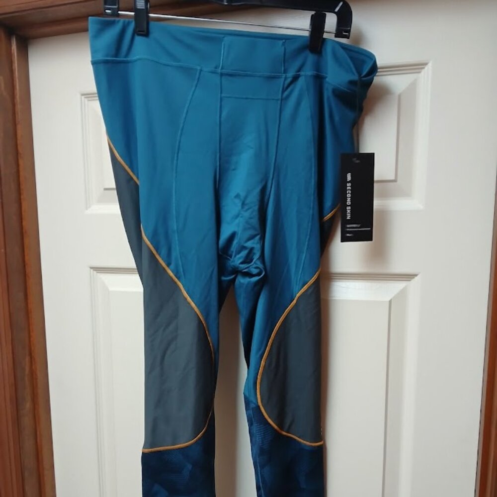 Second Skin Quatroflx Compression Lycra Mens Pants Size 2XL Blue Gray NWT